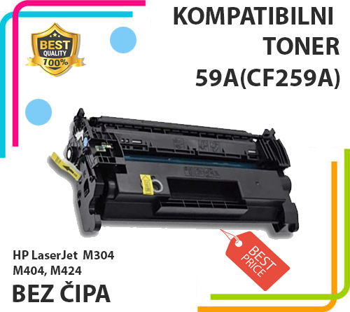 Toner CF259A -BEZ ČIPA- za HP Laserjet M304/ M404/ M424