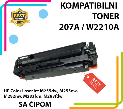 Toner 207A / W2210A Bk (crni)  -SA ČIPOM- za HP M255dw/ M255nw/ M282nw/ M283fdn/ M283fdw